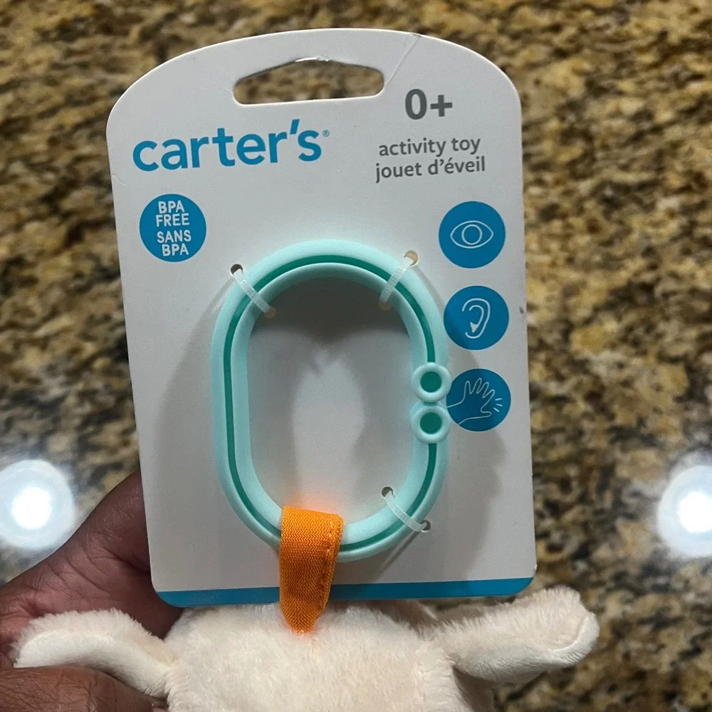 NEW Carters Baby Activity Toy Llama Plush White Sensory Teether Rattle 68048‎